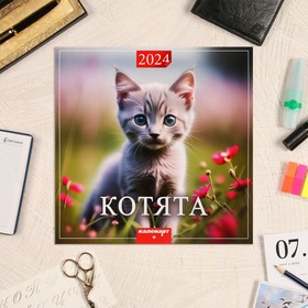 Календарь перекидной на скрепке 'Котята' 2024 год, 12 листов, 29х29 см