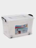 Контейнер для хранения с крышкой, 35 л, 50×31×28 см, на колёсах, прозрачный, ручки МИКС - Фото 1