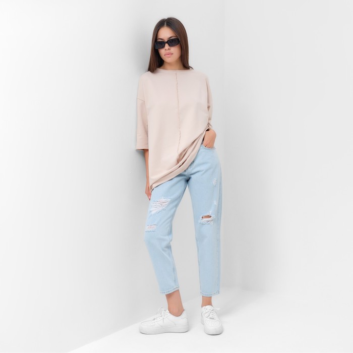 Футболка женская с декоративным швом MIST Base, размер 42-44 (S-M), бежевая