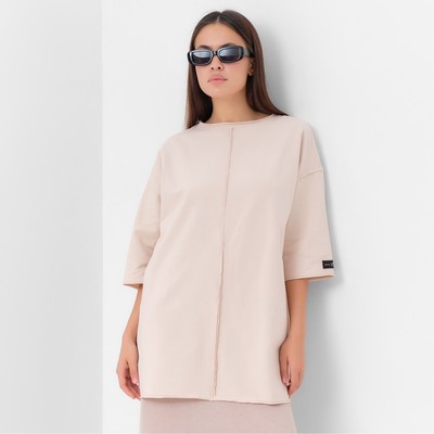 Футболка с декоративным швом женская MIST Base, размер L-XL бежевая