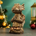 Копилка "Дракончик медитирует в позе лотоса" бронза, 9х8х14,5см - Фото 2