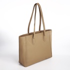 Шоппер женский, на молнии, 33×12×28 см, однотонный, бежевый - Фото 3