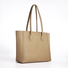 Шоппер женский, на молнии, 33×12×28 см, однотонный, бежевый - Фото 4