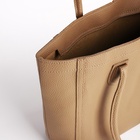 Шоппер женский, на молнии, 33×12×28 см, однотонный, бежевый - Фото 6