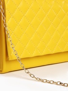 Сумка-клатч женская на магните, на длинной цепочке, со стёжкой, жёлтая - Фото 4