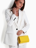 Сумка-клатч женская на магните, на длинной цепочке, со стёжкой, жёлтая - Фото 6