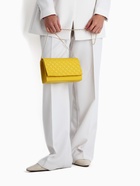 Сумка-клатч женская на магните, на длинной цепочке, со стёжкой, жёлтая - Фото 7