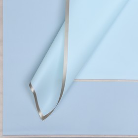 Пленка для цветов "Золотая полоса", нежный голубой, 58 х 58 см набор 20 шт