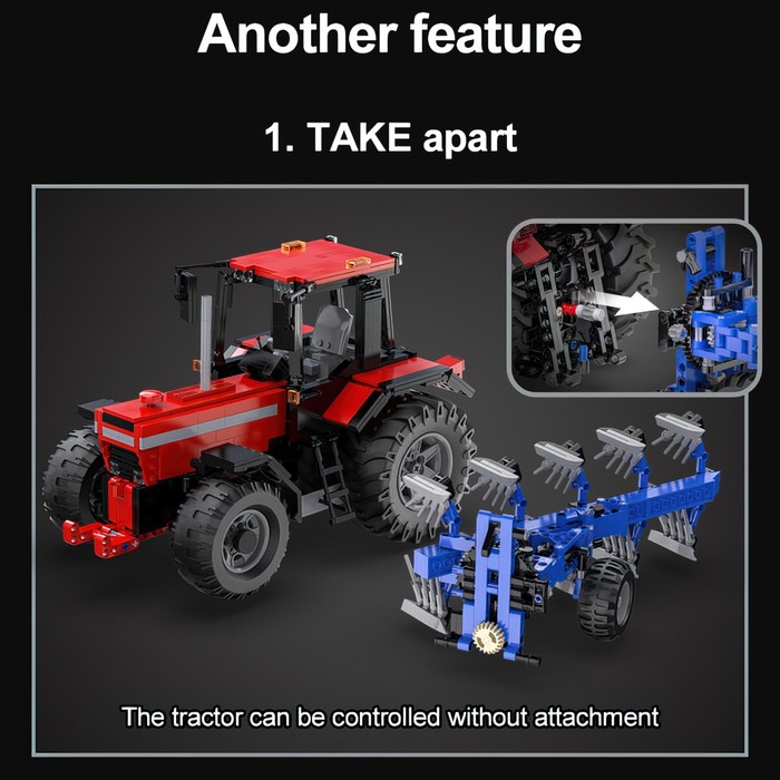 Конструктор техно «Фермерский трактор с косилкой», радиоуправляемый, 1675 деталей - фото 1907869551