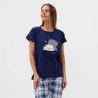 Комплект домашний женский "Котята" (футболка/брюки), цвет синий/бежевый, размер 50 - Фото 2