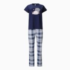 Комплект домашний женский "Котята" (футболка/брюки), цвет синий/бежевый, размер 50 - Фото 5