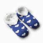 Носки женские укороченные нескользящие с мехом, цвет синий/сердечки, размер 36-40 - фото 11376804