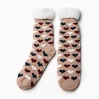 Носки женские с мехом "Сердечки", цвет бежевый, размер 36-40 - фото 24290079