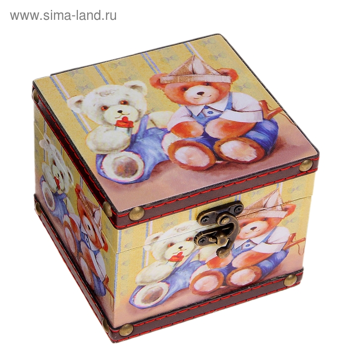 Шкатулка дерево "Мишутки-малыши" 12х12х10 см - Фото 1