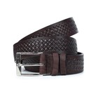 Ремень поясной мужской натуральная кожа 23019   коричневый 130х3,5х0,3 см - Фото 2