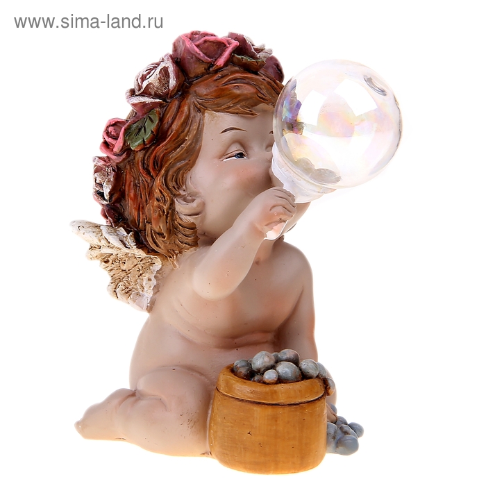 Сувенир полистоун "Ангел с мыльными пузырями" 7,7х11х13 см - Фото 1
