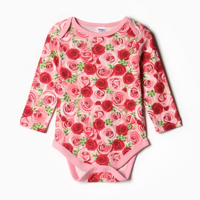 Боди детский, цвет розовый/цветочки, рост 68 см