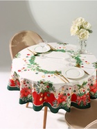 Скатерть новогодняя «Этель. Рождественский венок», d=150 см, 100% хлопок, саржа 190 г/м² - Фото 6