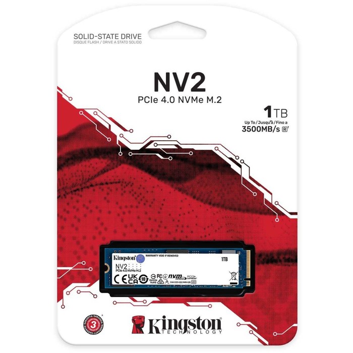 Накопитель SSD Kingston PCI-E 4.0 x4 1TB SNV2S/1000G NV2 M.2 2280 - фото 51440942