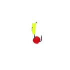 Мормышка Столбик лайм, чёрные полоски + шар красный, вес 0.6 г - Фото 2