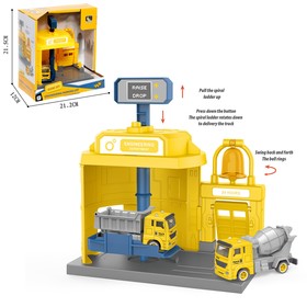 Парковка "Строительный лифт" с подъёмом, машинка опускается с кнопки, звонит колокол, МИКС 9666980