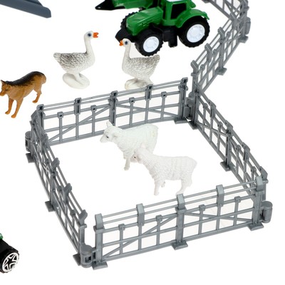 Игровой набор «Ферма», парковка для машин, амбар, вольеры, транспорт, животные