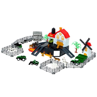 Игровой набор «Ферма», парковка для машин, амбар, вольеры, транспорт, животные
