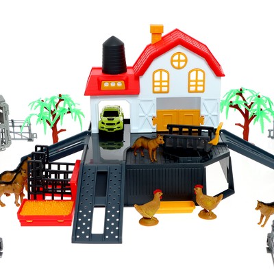 Игровой набор «Ферма», парковка для машин, амбар, вольеры, транспорт, животные