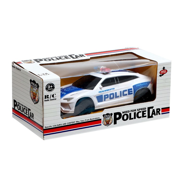 Машина радиоуправляемая «Полиция», работает от батареек, цвет бело-синий