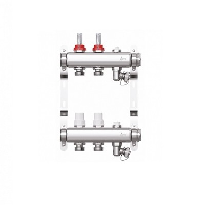 Коллекторная группа STI, 1"х3/4", 2 выхода, с расходомерами, нержавеющая сталь