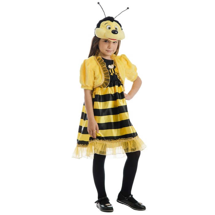 Карнавальный набор «Пчёлка», платье, жилет, шапка-маска, рост 122-128, 4-7 лет - Фото 1