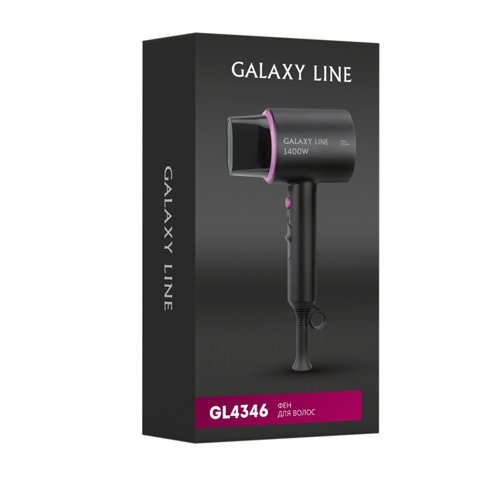 Фен Galaxy LINE GL 4346, 1400 Вт, 2 скорости, 3 температурных режима, концентратор, чёрный - фото 51441055