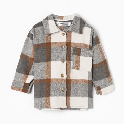 Рубашка детская KAFTAN утеплённая, серо-бежевая, размер 30 (98-104 см)