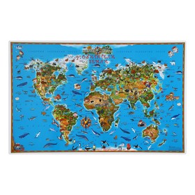 Карта мира настольная "Обитатели Земли" (двухсторонняя), 54 x 37 см, ламинированная