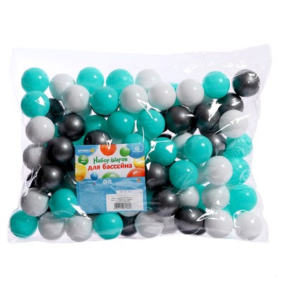 Набор шариков для бассейна, 100 шт., диаметр — 5 см, цвета: белый, серебристый, тифани