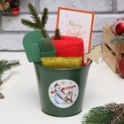 Набор новогодний подарочный «Доляна. Снеговик» : полотенце 30×60, лопатка, кисть, губка - Фото 1