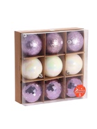 Ёлочные игрушки «Элит диско», шары новогодние, набор 9 шт., d=8 см, сиреневый/белый - Фото 6