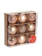 Ёлочные игрушки «Изабель», шары новогодние, набор 9 шт., геометрия, золото - фото 120052538