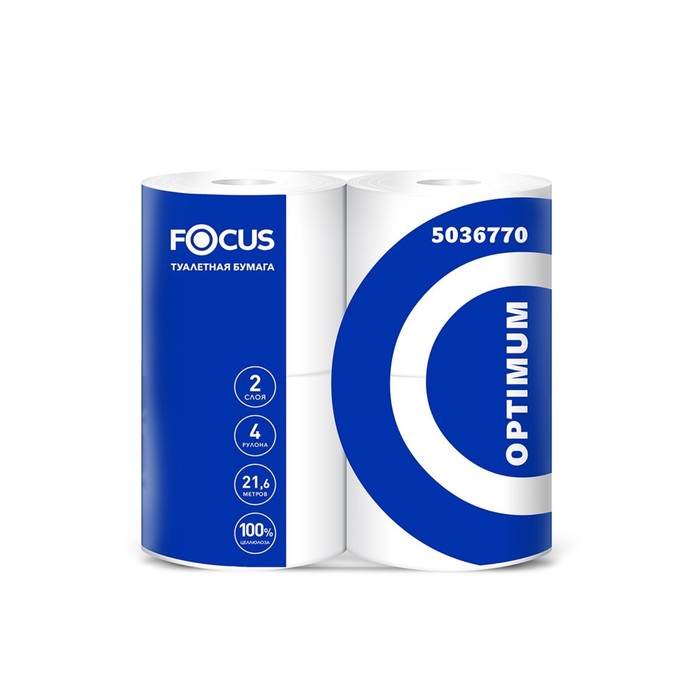 Туалетная бумага Focus Optimum, 2 слоя, 4 рулона - Фото 1