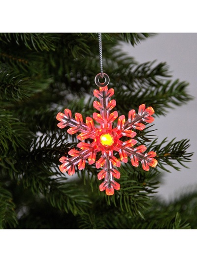 Ёлочная игрушка «Снежинка», 9×8.5×2.8 см, 1 LED, от батареек, свечение мульти (RGB)