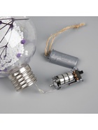 Ёлочный шар «Сиреневые сухоцветы», d=8 см, 5 LED, от батареек, свечение тёплое белое - фото 6620952