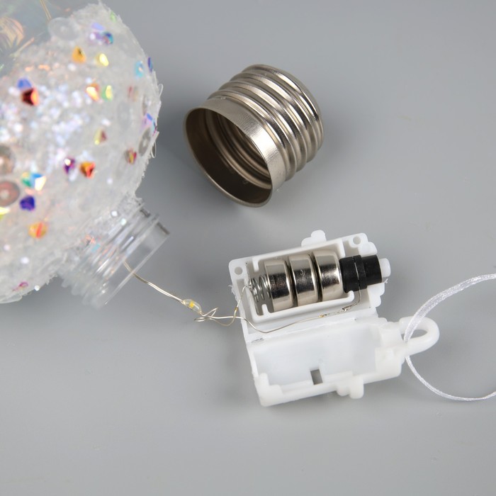 Ёлочный шар «Жёлудь», батарейки, 4 LED, свечение тёплое белое
