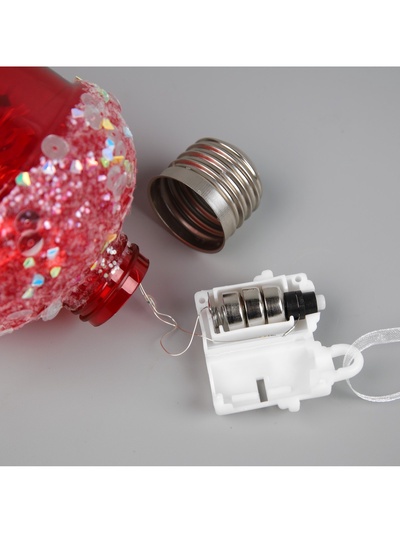 Ёлочный шар «Жёлудь красный», 12×7 см, 4 LED, от батареек, свечение тёплое белое