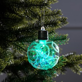 Ёлочный шар «Морозный узор», батарейки, 1 LED, свечение тёплое белое