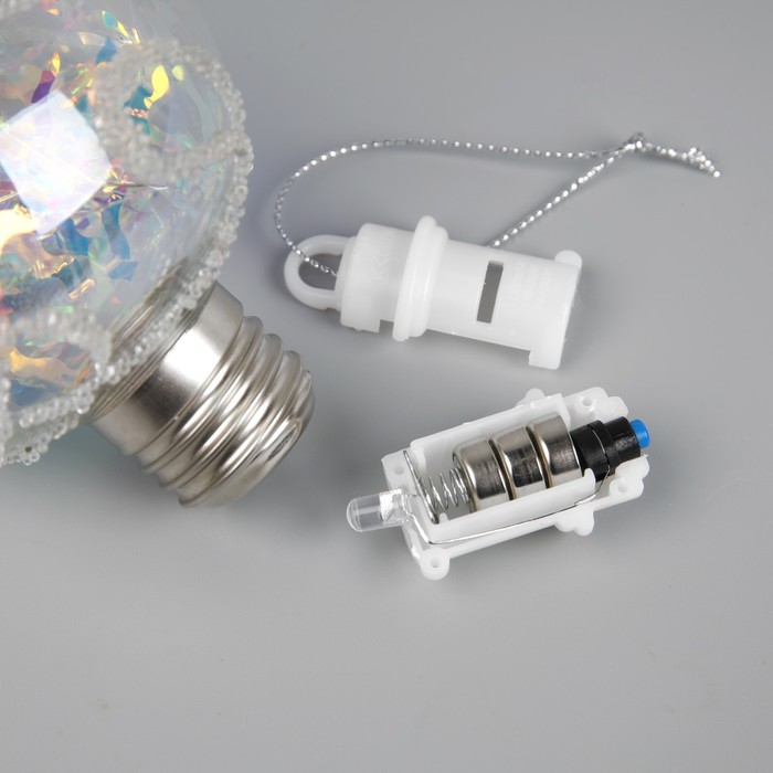 Ёлочный шар «Морозный узор», батарейки, 1 LED, свечение тёплое белое