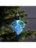 Ёлочный шар «Морозный кристалл», 11×7.5 см, 1 LED, от батареек, свечение RGB - Фото 4