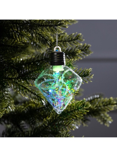 Ёлочный шар «Морозный кристалл», 11×7.5 см, 1 LED, от батареек, свечение RGB