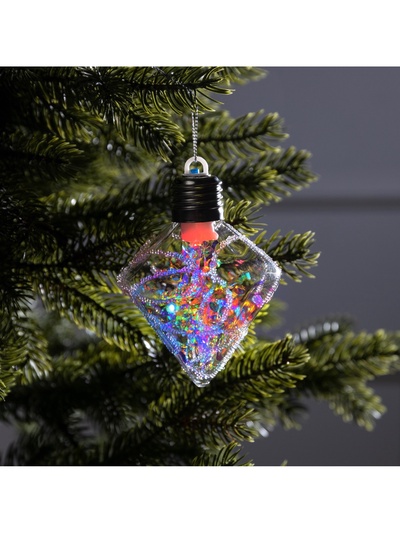 Ёлочный шар «Морозный кристалл», 11×7.5 см, 1 LED, от батареек, свечение RGB