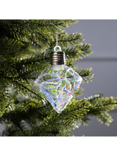 Ёлочный шар «Морозный кристалл», 11×7.5 см, 1 LED, от батареек, свечение RGB