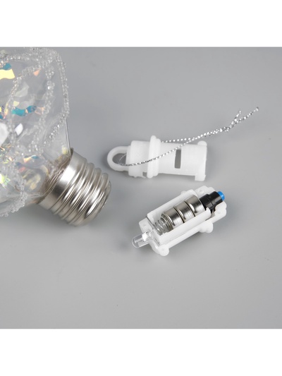 Ёлочный шар «Морозный кристалл», 11×7.5 см, 1 LED, от батареек, свечение RGB